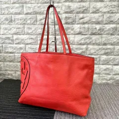 TORY BURCH　トリーバーチ　レザー　トートバック　レッド　ロゴ