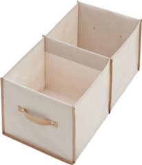 持ち手付き 本収納 おもちゃ入れ バスケット かご 衣類収納 収納ボックス 603-11 仕切り付き 内側撥水 麻素材 ライトベージュ 収納ケース アストロ
