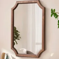鏡 壁掛けミラー 木製 フレーム 北欧 長方形 ミッドセンチュリーデザイン ヴィンテージ調 研磨仕上げ リビング バスルーム ダイニング 書斎 壁掛け鏡 モダンインテリア 室内装飾 洗練された鏡面 インテリアアクセント 多用途 自宅用 プレゼント フレーム付き