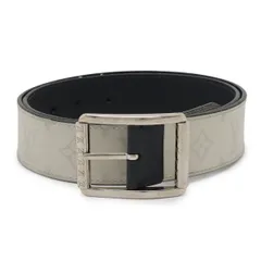 LOUIS VUITTON ルイ ヴィトン モノグラム サンチュール リヴェルソ 40MM リバーシブル ベルト ライトグレー ネイビー #90 シルバー金具 M0003U