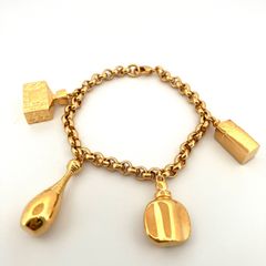 【鑑定済み】正規品 Christian Dior クリスチャンディオール ブレスレット ノベルティ 香水瓶モチーフ ゴールド GP