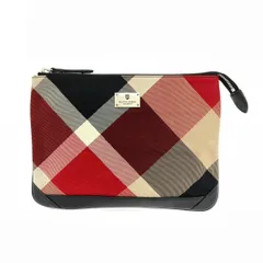 BLACK LABEL CRESTBRIDGE ブラックレーベルクレストブリッジ クラッチバッグ  チェック/ナイロン×レザー    ブラック/レッド メンズ / 240001160465
