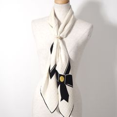 シャネル CHANEL Vintage ココマーク シルク 大判 スカーフ ブラック アイボリー レディース 3-ZI085