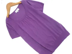 自由区 ウール混 半袖 ニット カットソー size38/紫 ■◆ レディース