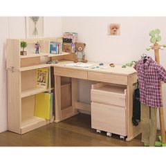 プレゼント付 新品・未開封・国産品：ハンドメイド・システム学習机「リード」パイン材４点セット(デスク・本立て・ワゴン・シェルフ)勉強机　ランドセルラック　14営業日以内の発送