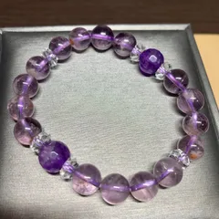 【No662】天然石ブレスレット　アメジスト　ラベンダーアメジスト　カット水晶