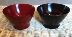 ★天然木★くらわんか碗型　夫婦汁椀　根来　曙 2個　木製 赤 黒 天然木 天然素材 木製 シンプル ナチュラルのサムネイル