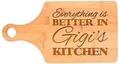 Everything Is Better in Gigi's Kitchen Dﾃδｩcor Grandma Gift Paddle Shaped Bamboo Cutting Board Bamboo by Gifts For Value
