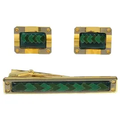 CELINE (セリーヌ) ARROW Cuffs & NECKTIE PIN アローモチーフカフス＆ネクタイピン セット エメラルドグリーン/ゴールドのサムネイル