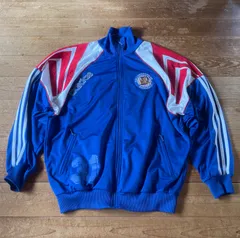 90's adidas tricolore Track Jacket. 古着　万国旗タグ　アディダス　ジャージ　トラックジャケット　サッカー　青　XL ブルー　トリコロール