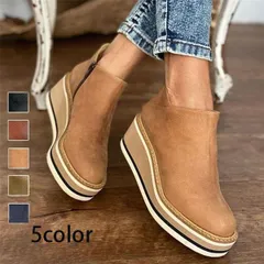 シューズ厚底レディース靴レトロ風5色展開厚底スニーカーウェッジソール厚底ブーティ合皮 ccmvx0914p017