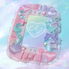 トレカケースデコ໒꒱· ﾟ B8 ゆめかわ♡ハーフギンガム×トルネードはーと〔No.62〕