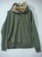 PP/E09BC OTHER メンズ ハーフジップ パーカー フーディ Mサイズ カーキ シミあり