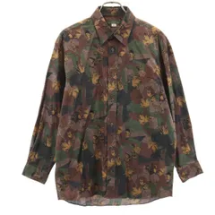 THE SCOTCH HOUSE スコッチハウス 総柄 長袖 コットンシャツ M ブラウン メンズ 古着