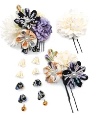 [JZOON] 髪飾り 七五三 髪飾り 3点セット つまみ細工 七五三 成人式 浴衣 袴 着物 振袖 和装 花 卒業式 結婚式 手作り H1024