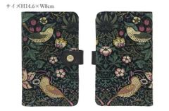 BEST OF MORRIS ウイリアム・モリスのスマホケース　サイズH14.6×W8cm　いちご泥棒BLACK