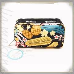 【N 新品/未使用品】LeSportsac レスポートサック RECTANGULAR COSMETIC WAHINE HULA ワヒネ フラ ポーチ 化粧ポーチ 小物入れ ブラック 黒 マルチカラー ポリエステル シルバー金具 ハワイ限定品 6511 3800