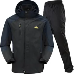 BENQUE(ベンケ) 大雨でも快適 アウトドアジャケット 上下セット メンズ 登山 レインウェア 釣り バイク レインパンツ マウンテンパーカー マウンテンジャケット 防水 撥水 カッパ 雨具(3.ブラック (防水レインパンツ),  XL)