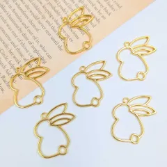 レジン枠 うさぎ ゴールド 4個 約28×26mm カン内径約2mm レジンフレーム 空枠 ラビット 兎 カン付チャーム ハンドメイド アクセサリーパーツ ビーズクラブ