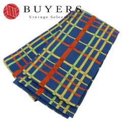 【中古】 半幅帯 小袋帯 踊り帯 綿 ネイビー マルチカラー 格子チェック柄 ストライプ リバーシブル 和装 呉服 和服 きもの レディース 女性