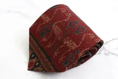 クリッツア ブランドネクタイ 総柄 幾何学模様 パネル柄 シルク メンズ ブラウン KRIZIA 【中古】