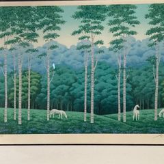 国武久巳　初夏の山里　シルクスクリーン 国武久巳 初夏の山里 シルクスクリーン 絵画