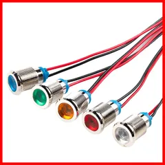 【特売】YFFSFDC 8mm DC 12-24V LED 防水インジケータライト パイロットライトシグナル インジケータ（5色セット）