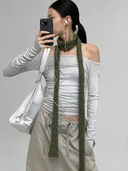 アクセサリー レディース スカーフ 1枚 デザイン わずかにロール加工 エッジ細身スカーフ ファッション 使い勝手の良い 長手スカーフ 薄手 細身