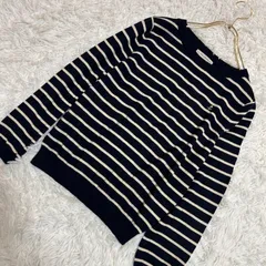 《良品》HUMAN WOMAN ボーダー柄ニット ネイビー 2 カジュアル