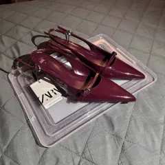 廃止) ザラ バックル スリングバックヒール_バーガンディー