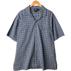 古着 ラルフローレン Ralph Lauren POLO by Ralph Lauren チェック柄 半袖 オープンカラー コットンシャツ メンズXL相当/eaa570811