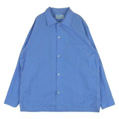 ワーカーズ WORKERS Open Collar Shirt Broadcloth オープンカラー 長袖 シャツ コットン 日本製 ブルー系 15【中古】