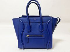 CELINE セリーヌ トートバッグ ハンドバッグ ラゲージマイクロショッパー レザー ブルー 美品