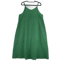 Samansa Mos2 サマンサモスモス  タグ付きチェックキャミワンピース sizeフリー/グリーン