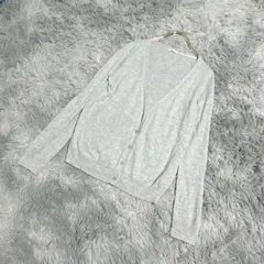 【良品】GU  ジーユー  薄手ニット  カーディガン  (M)  カジュアル  上品  レディース  グレー系  灰色【送料無料】