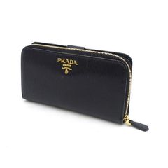 PRADA / プラダ ■ラウンドファスナー　二つ折り長財布　レザー　ブラック 【財布/サイフ/ウォレット/wallet/コイン】 ブランド【中古】 