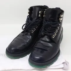 ITDJCBHYSALQ JIMMY CHOO ジミーチュウ レースアップブーツ ネイビー レザー シルバー金具 ラウンドトゥ ショートブーツ アンクルブーツ 42