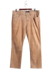 【お得なクーポン配布中!】 ポロ ラルフローレン 細畝 コーデュロイ パンツ メンズ 36 30 ストレート ノータック スラックス スリム 革パッチ ブラウン ストレッチ 茶