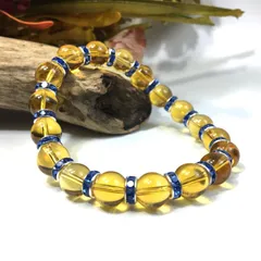 シトリン パワーストーン ブレスレット 10mm （ブルー）メンズ・レディース　男性・女性　数珠ブレス　開運 [17]　