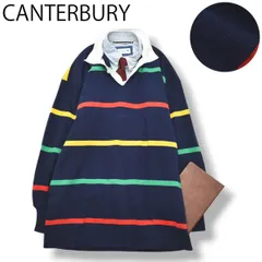 90sヴィンテージ ニュージーランド製 カンタベリー CANTERBURY 長袖 ラガーシャツ 44 マルチ ボーダー柄 メンズ 男性用 アメカジ スポーツミックス ストリート