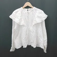 ◇ Θ Ungrid アングリッド コットン100% フリル 長袖 ブラウス サイズF ホワイト系 レディース E  【1501160043801】