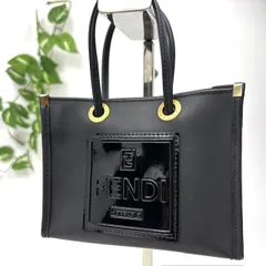 ☆美品☆ FENDI フェンディ ミニハンドバッグ ミニトートバッグ 黒 ラバー ゴールド金具 ブラック ポーチ 小物入れ メンズ レディース ユニセックス B-236