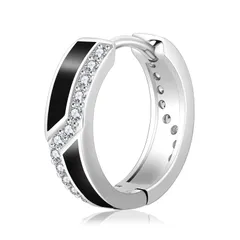 【特価セール】KRKC&CO フープピアス 片耳 メンズピアス ブラック 15mm シルバー925 リングピアス 金属アレルギー対応 14金メッキ 18G ジルコニア ラウンドフープ 黒 シンプル 男女兼用