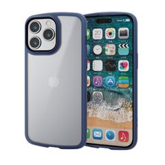 エレコム iPhone15 Pro Max ケース TOUGH SLIM LITE 半透明 耐衝撃 衝撃吸収 薄型 軽量 指紋防止 ストラップシート付き ストラップホール付き ネイビー PM-A23DTSLFCSNV