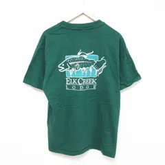 L/古着 ヘインズ 半袖 ビンテージ Tシャツ メンズ 00s 魚 胸ポケット付き コットン クルーネック 緑 グリーン 25jun26 中古