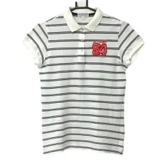 ★特価★ジャックバニー 半袖ポロシャツ 白×黒 ボーダー レディース 1(M) ゴルフウェア Jack Bunny