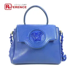 美品ヴェルサーチハンドバッグバニティバッグ　青　チャームつき 2025年最新】VERSACE レディース ハンドバッグの人気アイテム