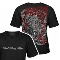 半袖 Tシャツ 龍と不動明王 服 BLOOD MONEY TOKYO ブラッドマネートーキョー 和柄 mbt-24001 黒 白 メンズ ファッション ヤクザ ヤンキー オラオラ系 派手