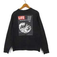 シップスジェットブルー SHIPS JET BLUE ライフ LIFE ’68 コラボ トレーナー スウェット フォト プリント クルーネック 長袖 S 黒 ブラック レア 希少のサムネイル