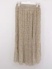 ◇ chocol raffine robe 花柄 ウエストゴム ロング プリーツ スカート サイズ F ベージュ系 イエロー レディース P  【中古】 【1209020004428】